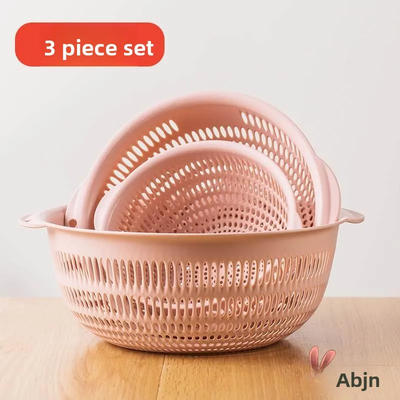 

Kitchen Plastic Vegetable Basin Set Bread Basket Vegetable Waing Drain Basket Home Kitchen Storage Baskets