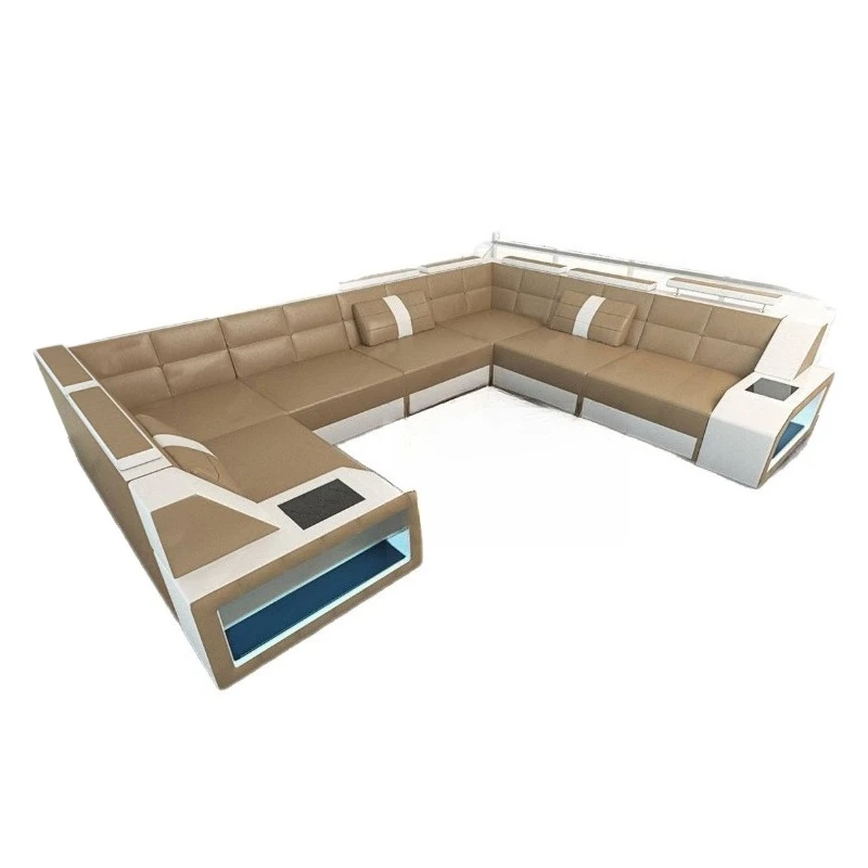 Light luxury, casual and simple modern leather art sofa combination of large and small apartments