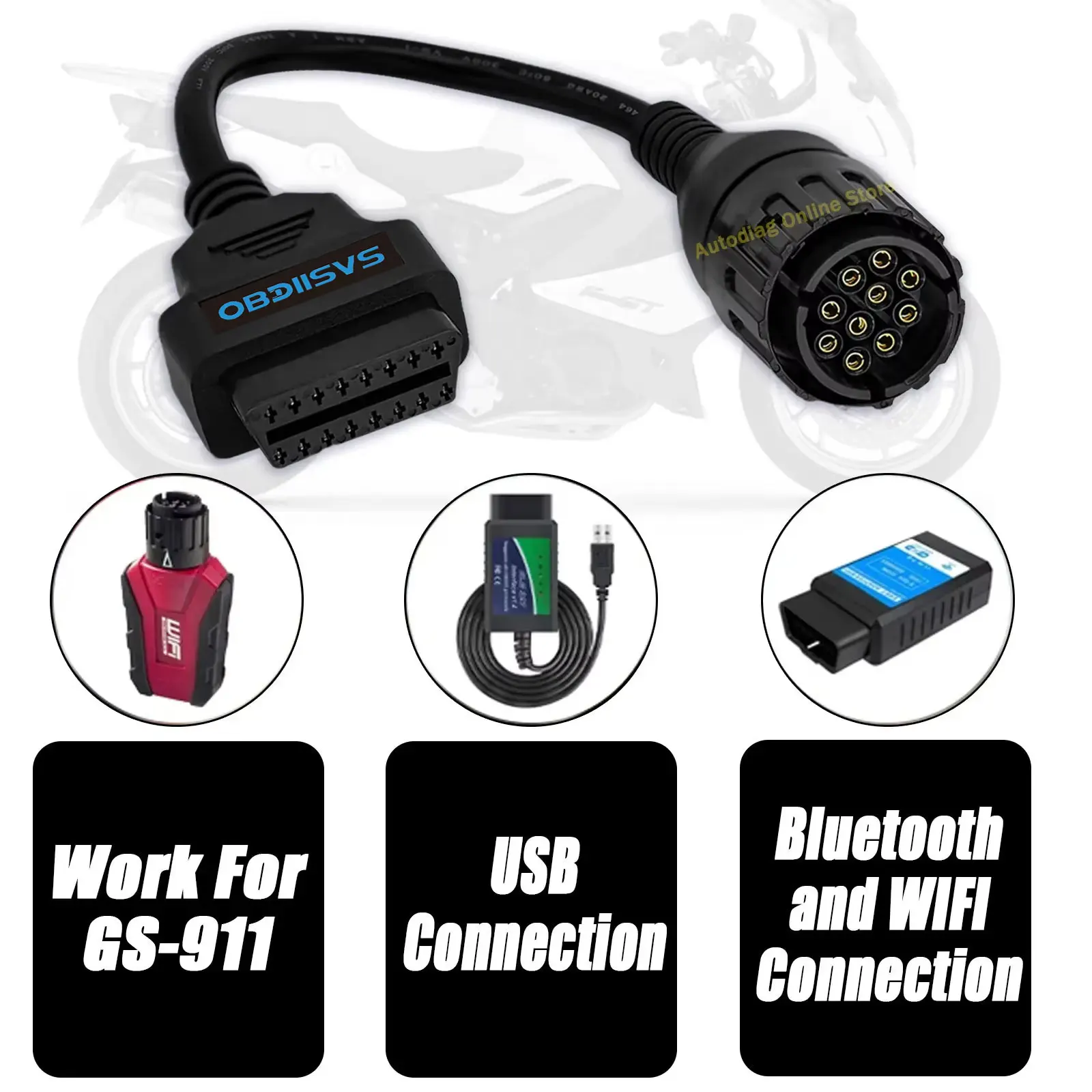 Motorrad-OBD2-Diagnosekabel für ICOM-D 10-Pin-OBD-Anschluss für F800GS S1000 R1200GS Motorrad für GS911 Kompatibel mit MotoScan – Detail 3