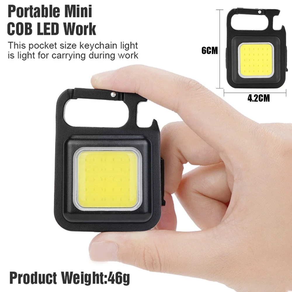 KDULIT Mini LED Working Light Portable Pocket Flashlight USB Rechargeable Key Light Lantern Camping Outside Hiking COB Lantern