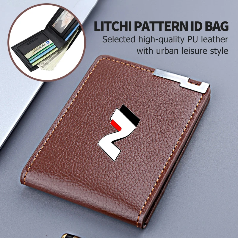 PU Litchee Pattern Card Holder Casual Men Coin Purse Small Wallet For Hyundai N Line Tuscon NX4 I20 I30 I10 Sonata Elantra - view 4