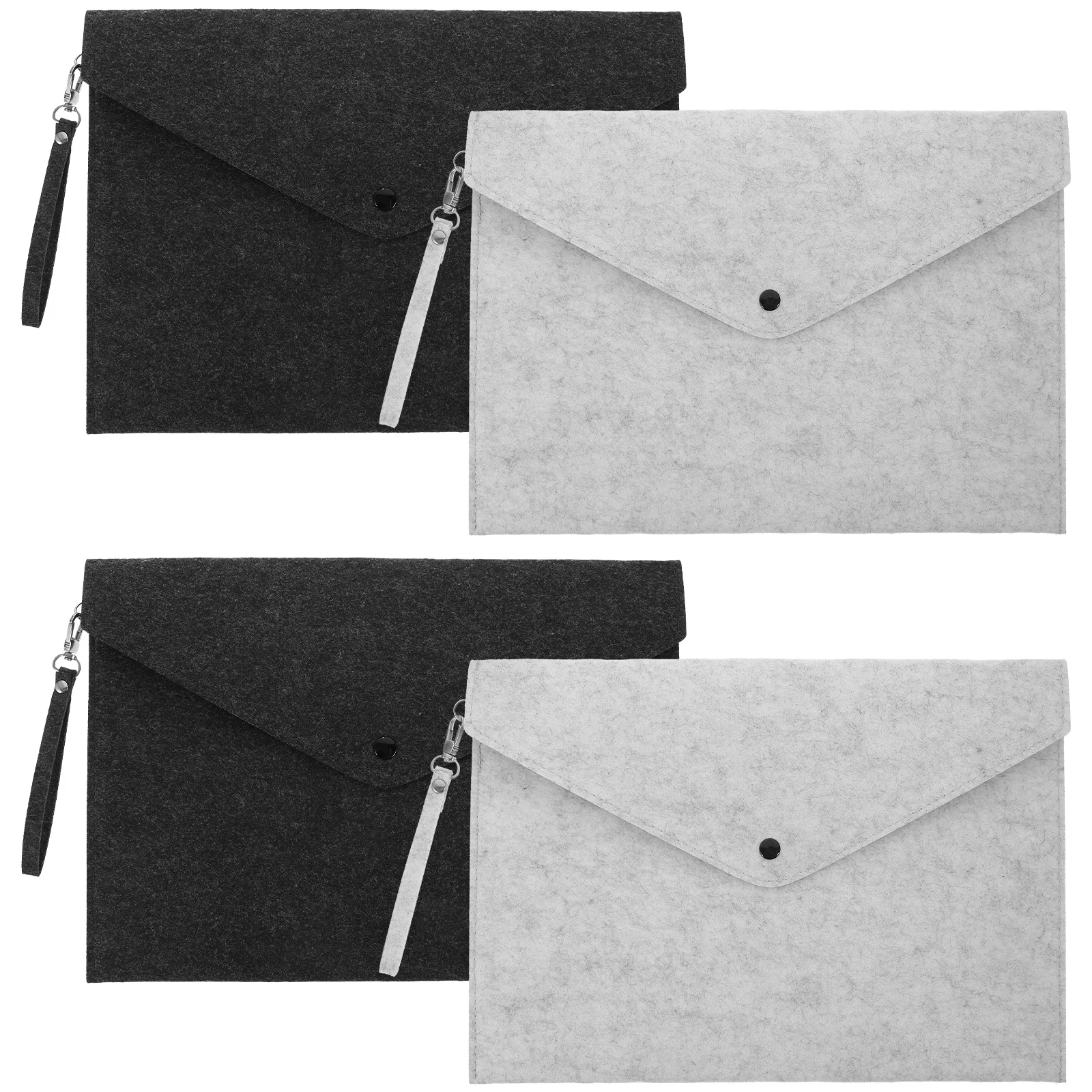 4 Pcs Briefcase Bag with Loop Snap Type Felt Folder A4 Document Portable Holder File