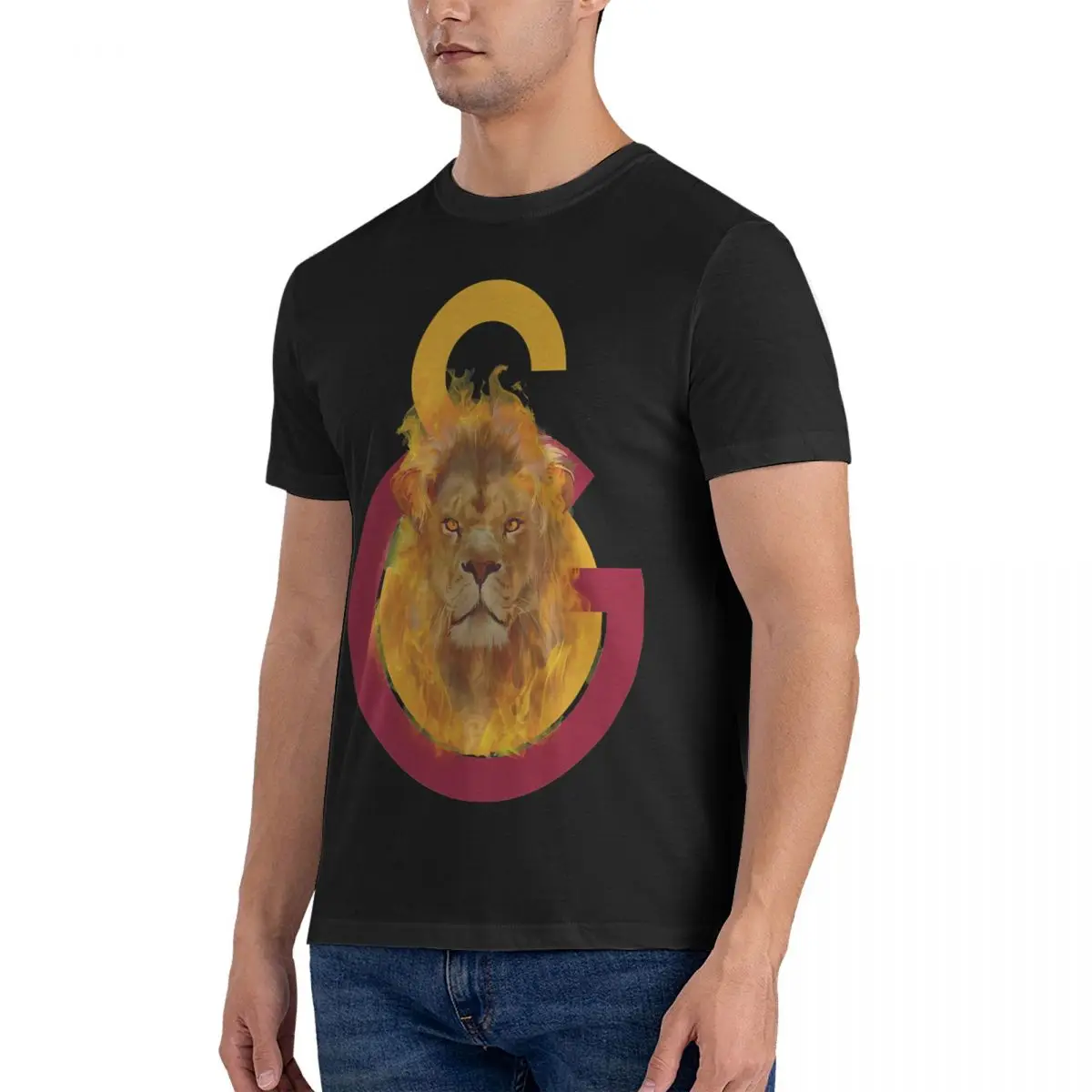 Aslan Fire T-Shirt Men Galatasarays Fashion Cotton Tee Shirt Crewneck Short Sleeve T Shirts Gift Clothing