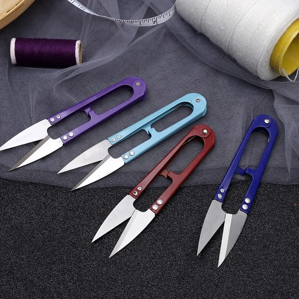 4 Stück Fadenschneider, Nähscheren, Trimmzangen, U-förmiger Garnschneider für Stickerei, Kreuzstich, Nähen, Basteln (Farbe zufällig) – Detail 5