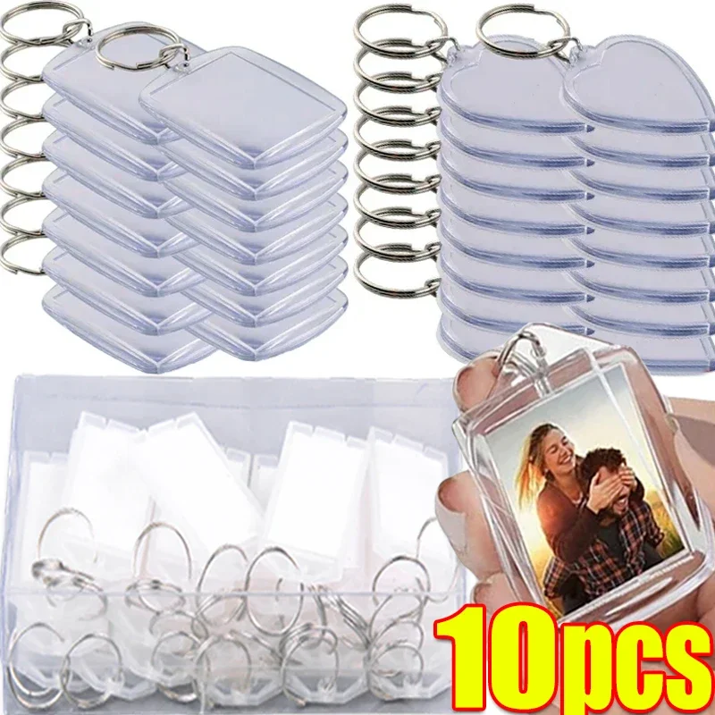 1/10pcs Transparent Photo Frame Keychain Tassels Snap-In Custom Insert Photo Acrylic Blank Keyring Clear Blank Picture Pendant