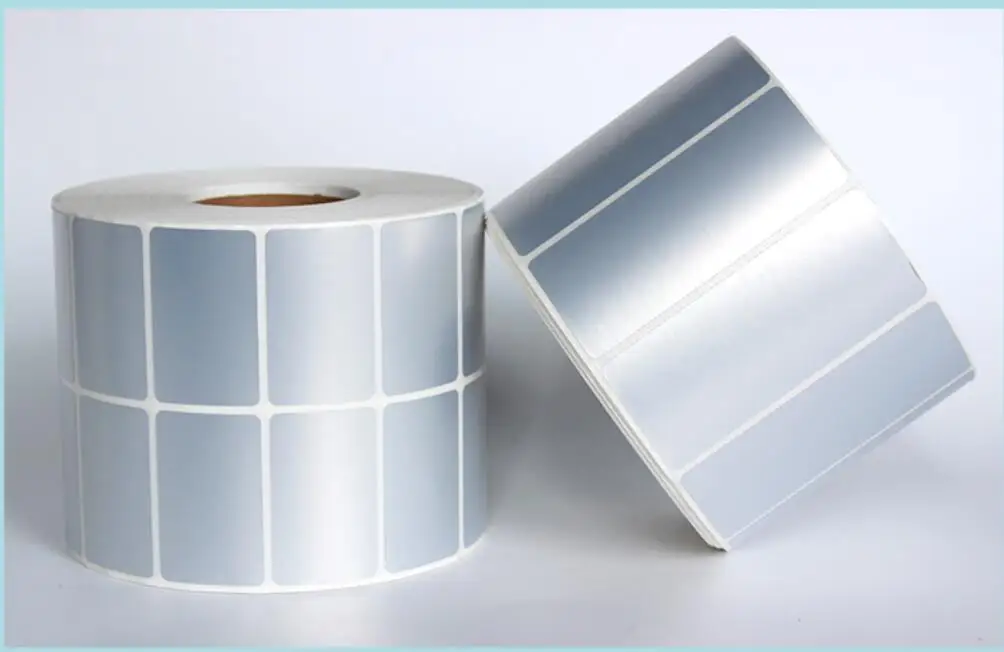 PET Silver Self-adhesive Label Paper Sticker Blank Barcode Printing Paper Waterproof Thermal Transfer Ribbon Printer Sticker