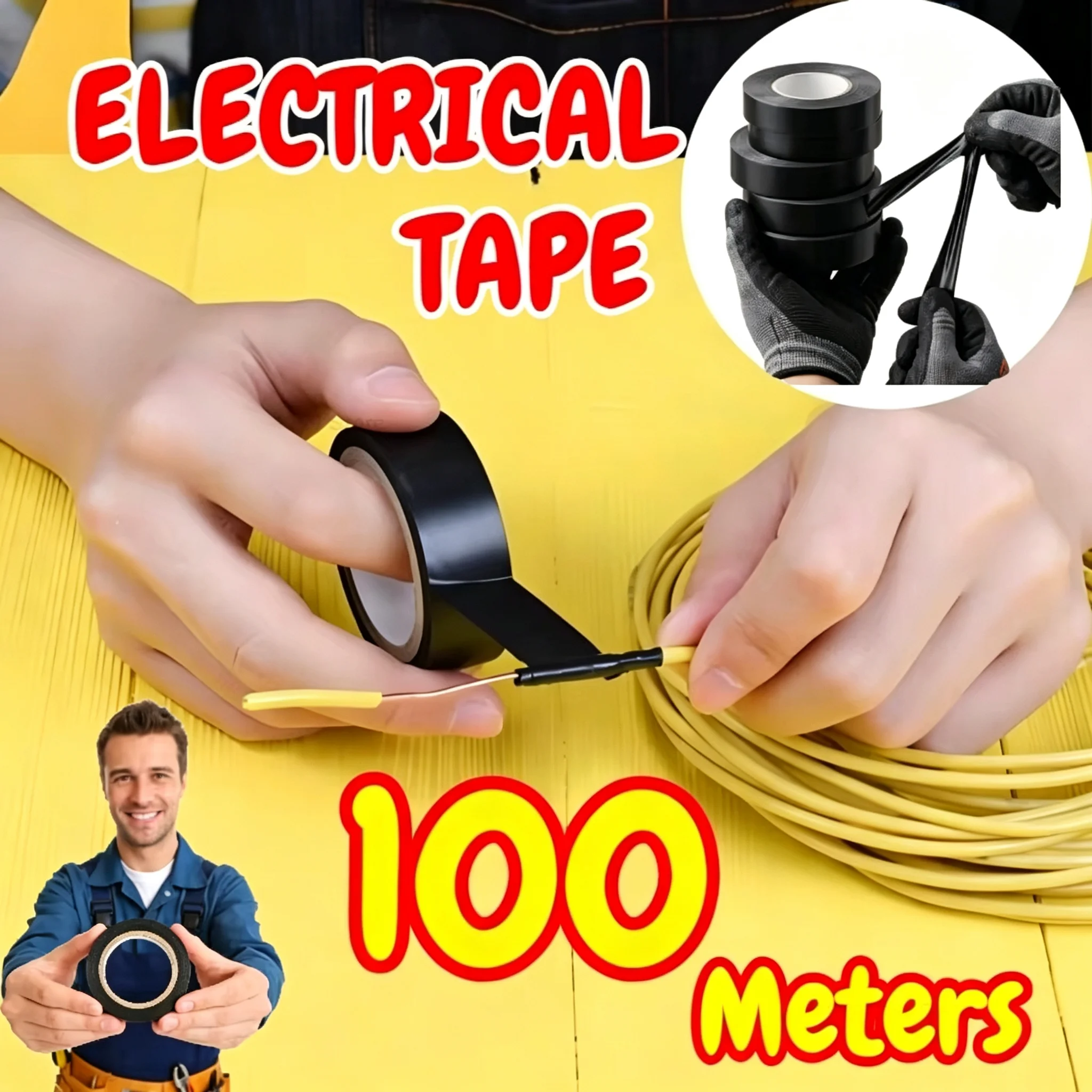 Cable Adhesive Tape Black Electrical Tape Insulating Tape Heat Resistant Waterproof Wire Harness Bundle Insulation Auto Wiring