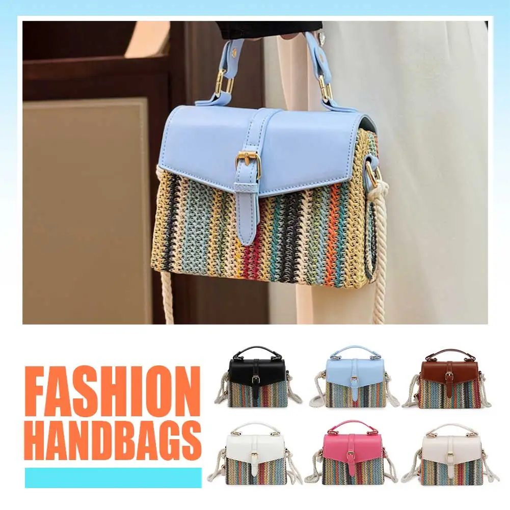 

Women Straw Shoulder Bag Adjustable Strap Crochet Satchel Bag Weaving Beach Handbag Ladies Summer Daily Bag