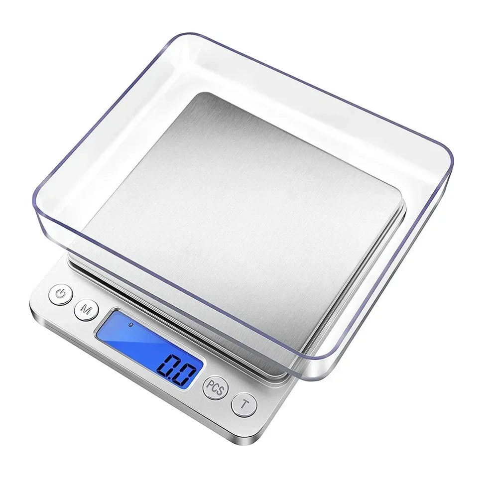 Digital Kitchen Scale 3000g/ 0.1g USB Rechargeable Mini Jewelry Pocket Scale for Home Use With 2 Trays Weight Scales Food Tools