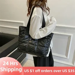 Fashion Tote Handbags for Women Black Large Capacity Soft Rhombus Bags Vinatge Quilted Shoulder Bag Purse for Travel Shopping