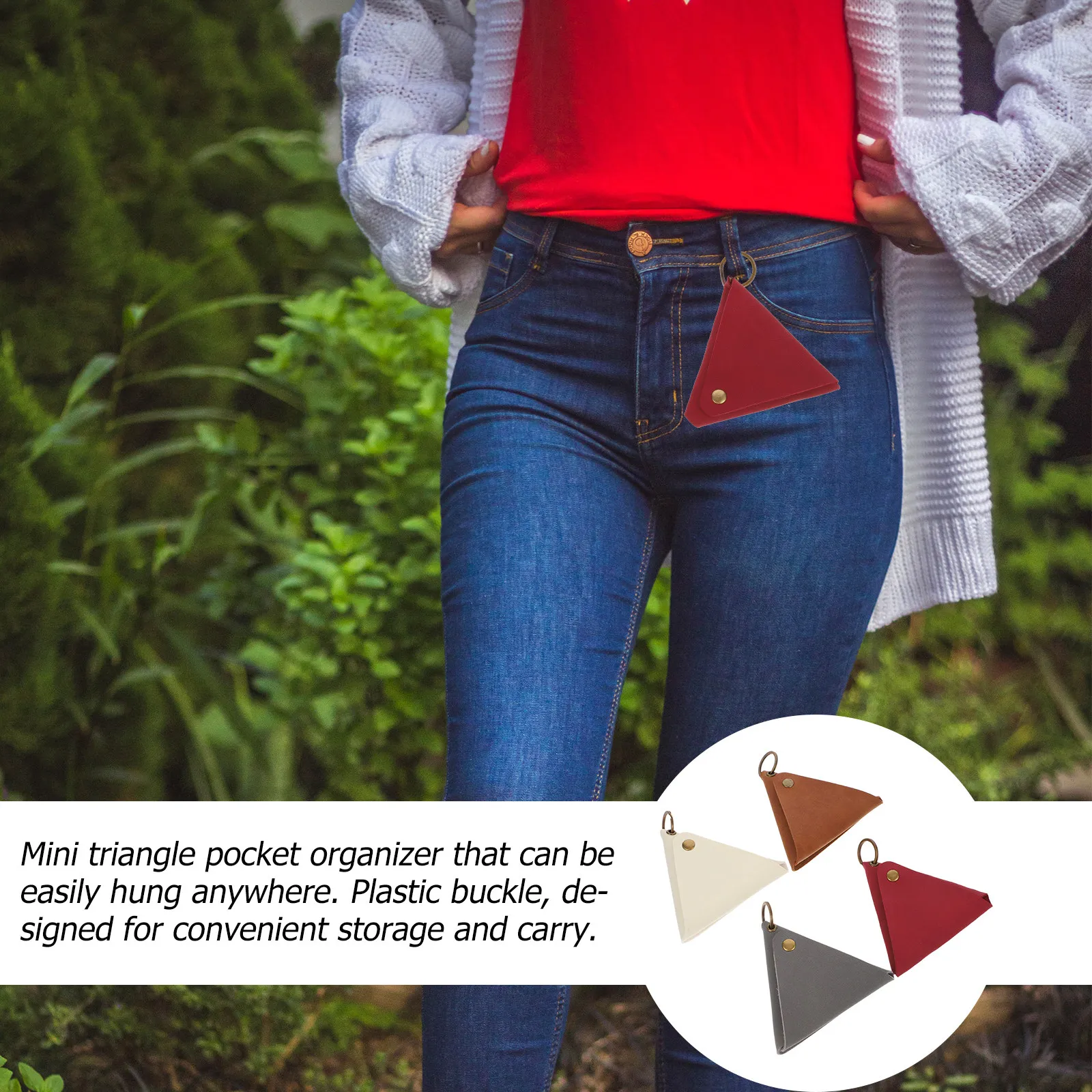 

4Pcs Triangle Coin Purse Premium PU Vintage Coin Pouch for Men Women Small Items Storage Portable Lightweight