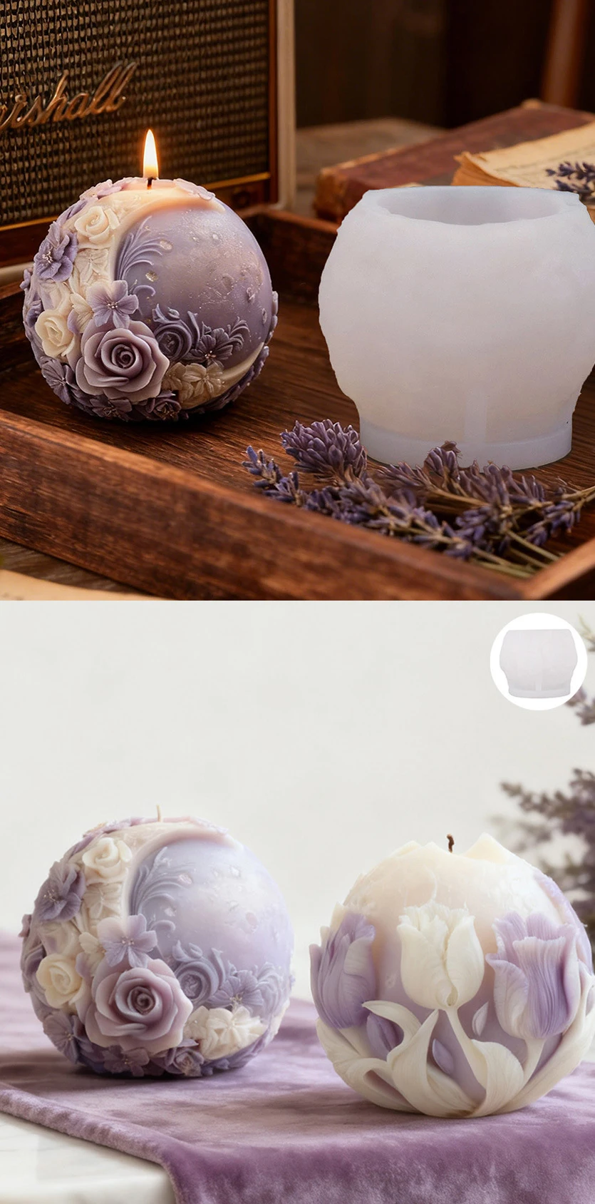 Diffuser Stone Mold Spherical 3d Flower Mold Silicone Mold For Candles 3d For Gift Home Decor Living Room