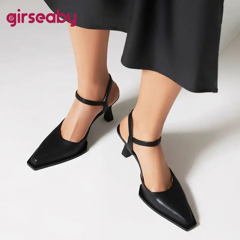 

Brand New Women Sandals Square Toe Thin Heels 8cm Buckle Strap Large Size 41 42 43 Fashion Dating Female Summer Shoes