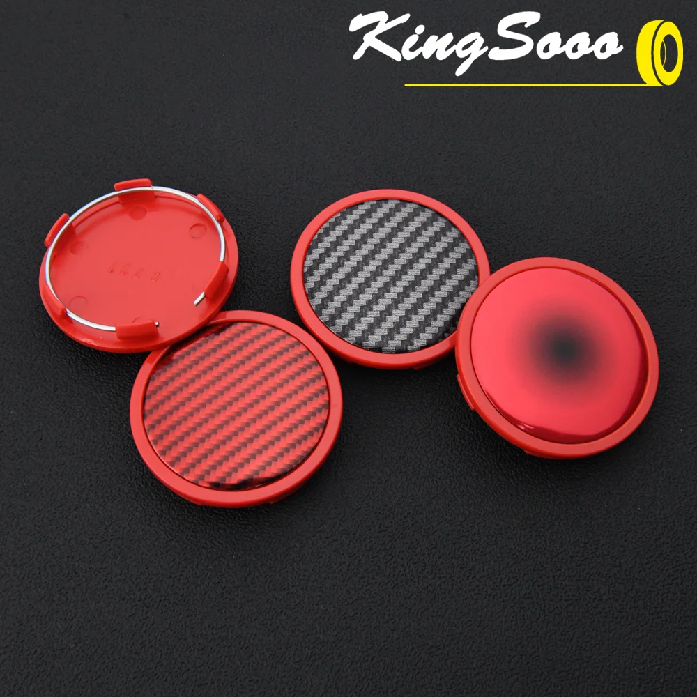 4PCS JDM Sport Wheel Cap 65mm OD & 60mm Clip Blank Emblem Rim Caps Wheel Center Caps Car Cover Hub Cap Black & Silver & Red