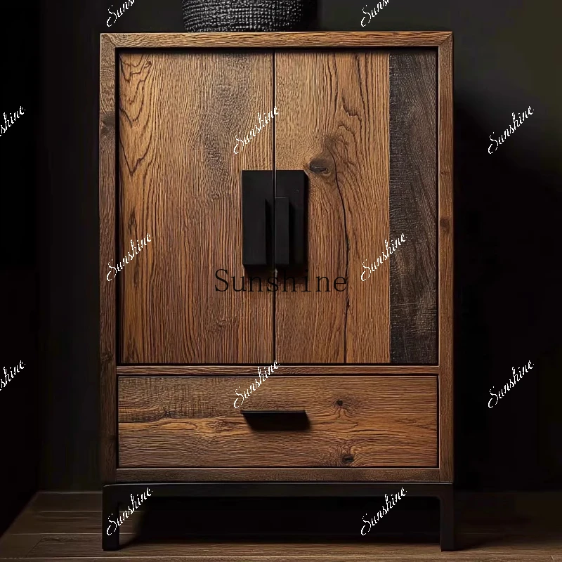 Wabi Sand Wind All Solid Wood Storage Side Cabinet Living Room B & B Dining Side Cabinet  FT