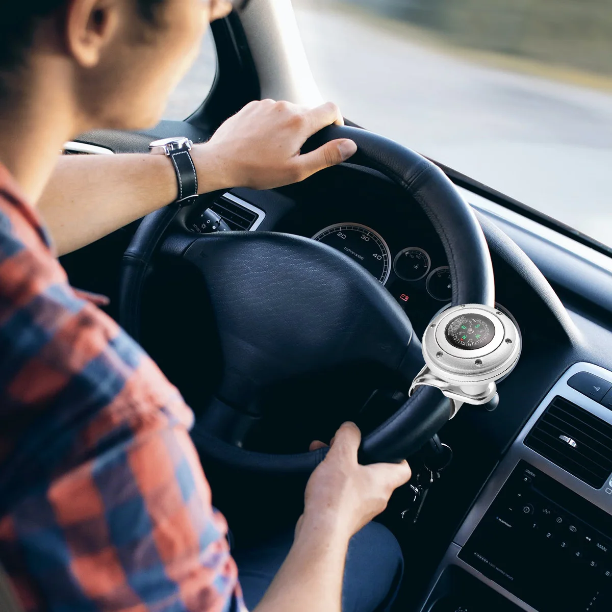 

Universal Steering Wheel Knob Handle Alloy ABS Plating Easy Install Torque Enhancer Car SUV Truck
