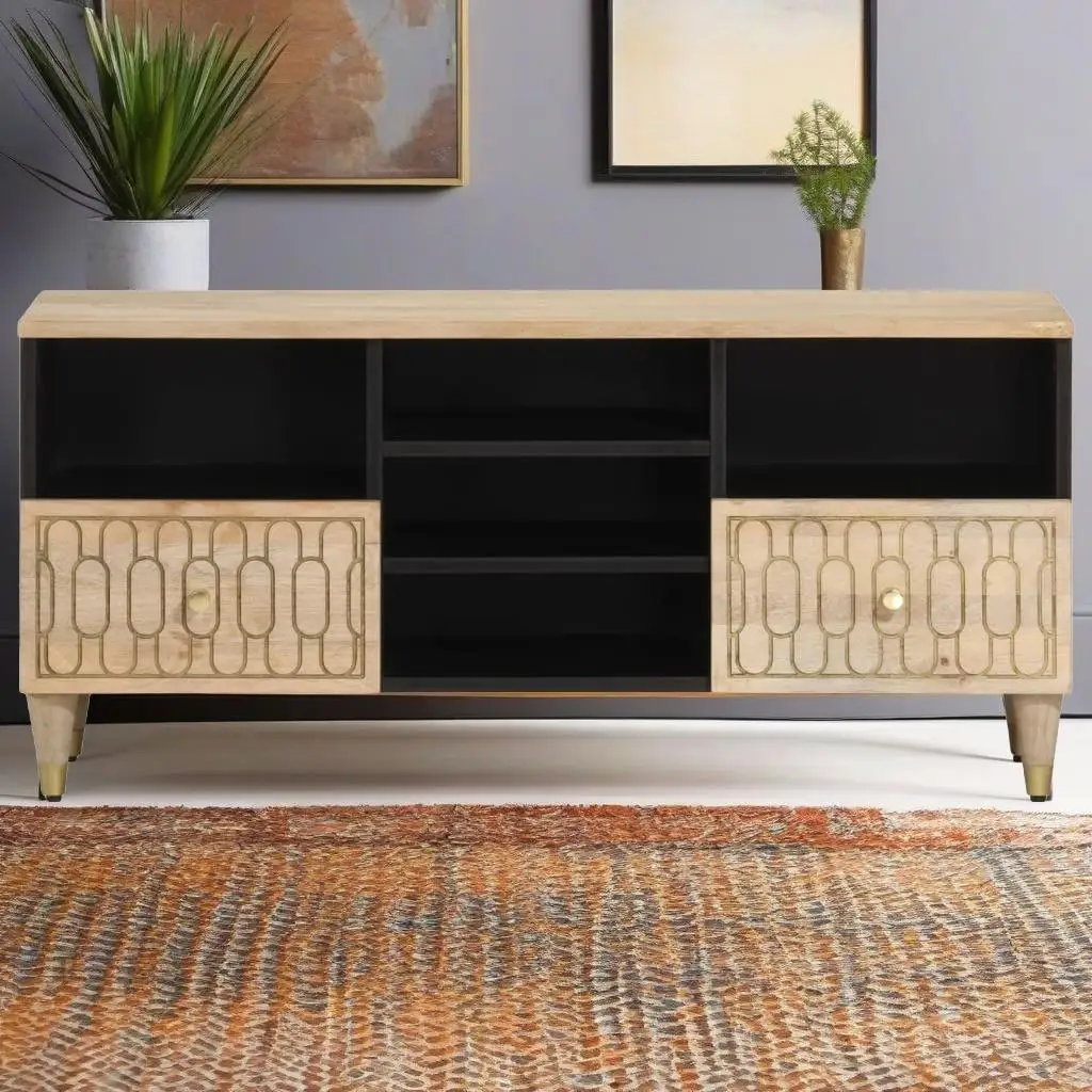 Stylish Solid Mango Wood TV Cabinet 100x33x46 cm - Perfect for Living Room Storage