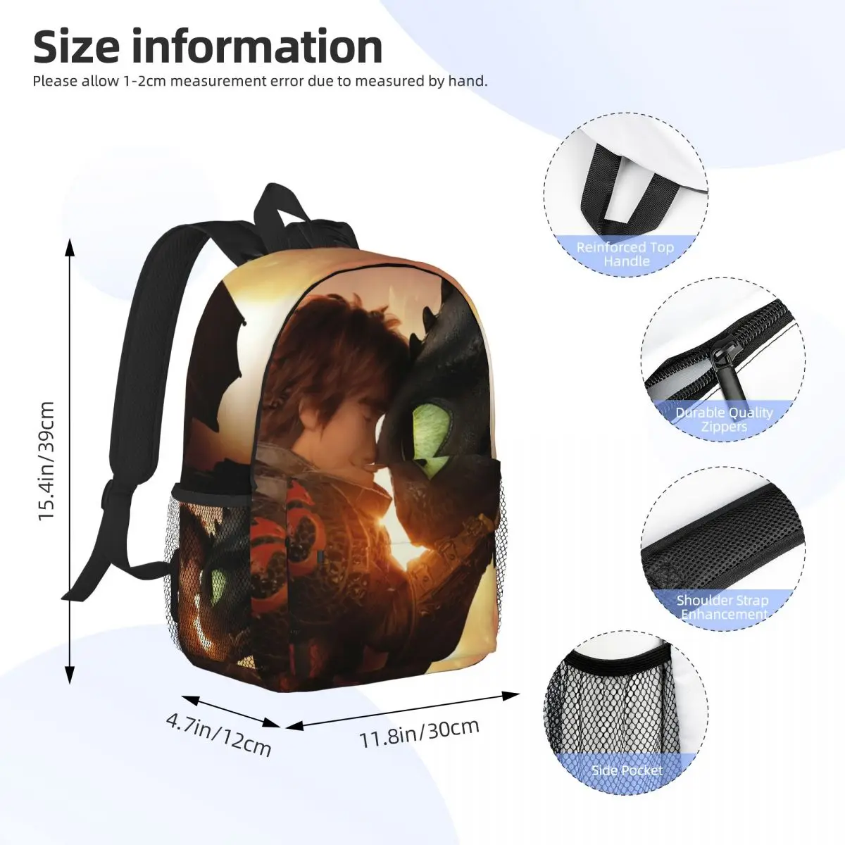 How to Train Your Dragon-Sac à dos universitaire étanche de grande capacité, cartable pour ordinateur portable, sac de voyage pour livre, 15 pouces, nouvelle mode