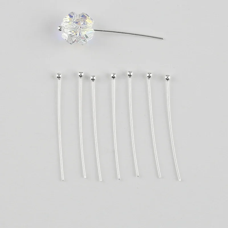25 مللي متر 925 فضة الكرة رئيس دبابيس Findings بها بنفسك النتائج مجوهرات القرط صنع الخرز موصل صنع المجوهرات دبابيس الرأس 10 قطعة/الحزمة #2