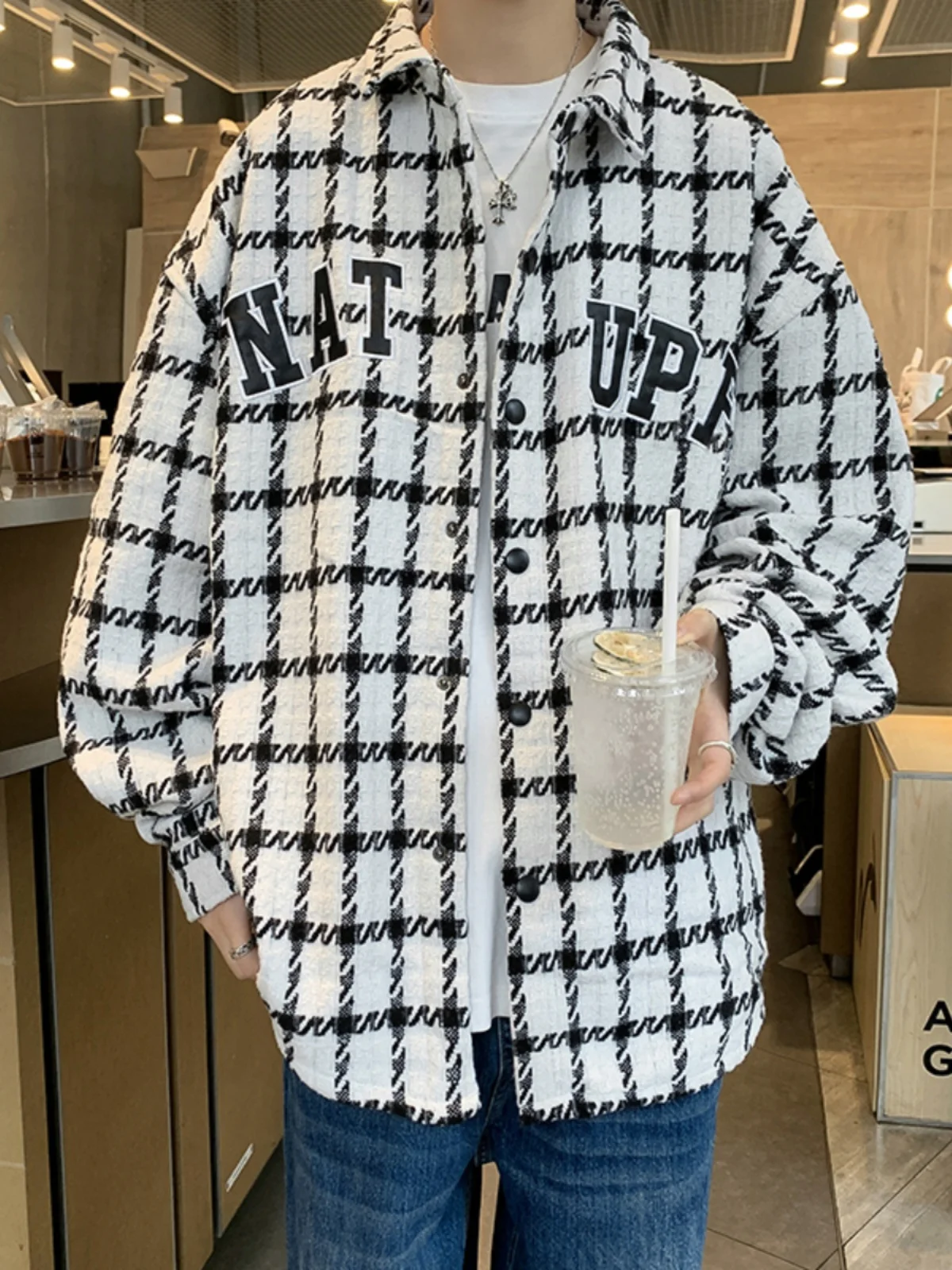 

Preppy Plaid Baseball Jaet for Men Spring Autumn New Trendy Brand Loose Fit Iron Free Youthful Sle Long Sve Button up