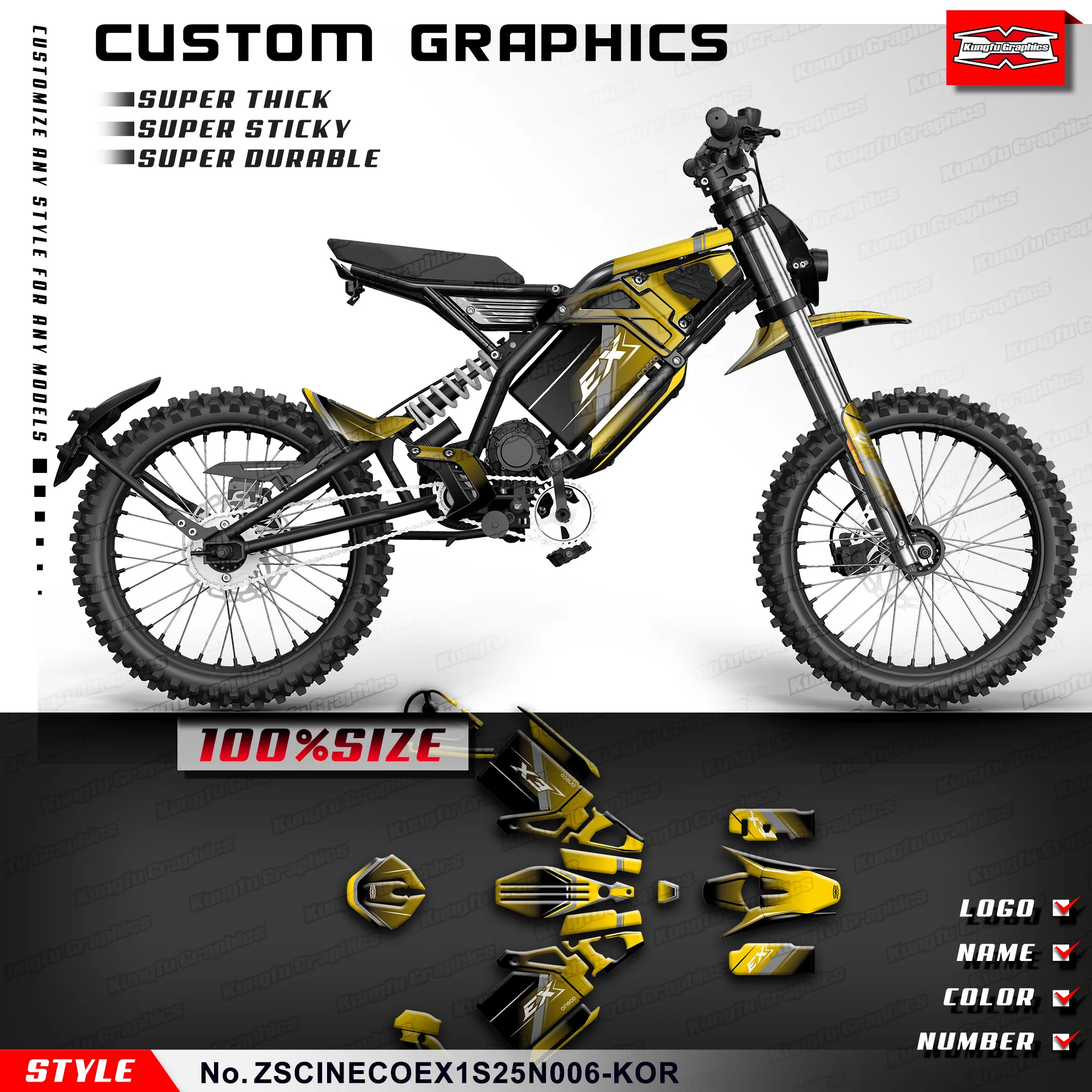 

Индивидуальный дизайн наклеек KUNGFU GRAPHICS для гоночных мотоциклов CINECO EX1-S EX1-RPO, клейкие наклейки, ZSCINECOEX1S25N006-KOR