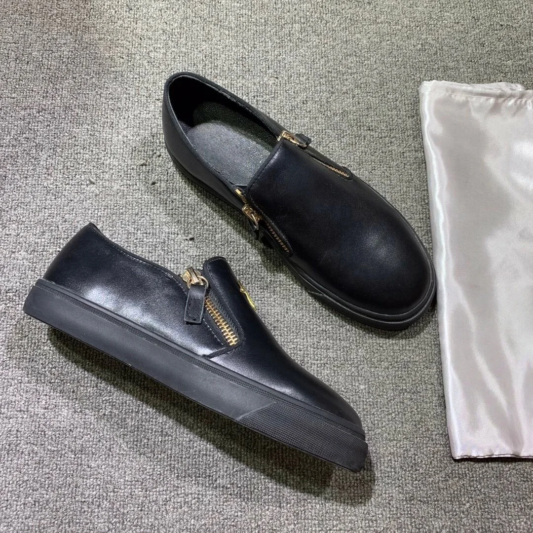 

Top Hight Quality Casual Sneakers For Men and Women Real Leather Brand Designer Unisex Tennis Shoes GZ Zipper Loafer Shoes G1479