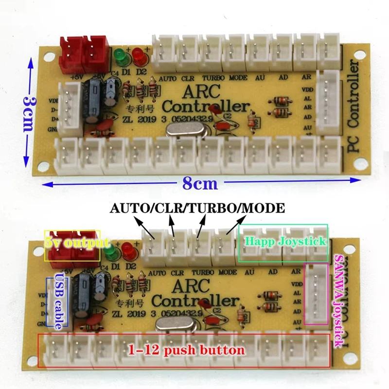 For Neo Geo Arcade Game DIY Kit USB Board Controller For Pc Raspberry Pi Zero Delay US Style 8 Way Joystick