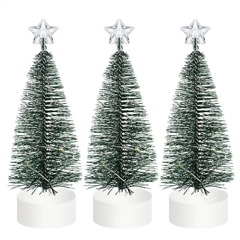 Tabletop Christmas Tree Artificial LED Christmas Tree Tabletop Ornaments Pre-Lit Warm Home Decor Christmas Supplies For Holiday