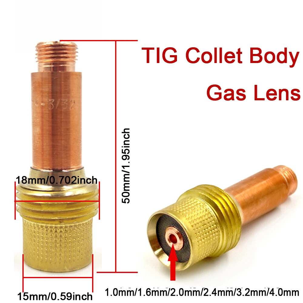 4Pcs TIG Gas Lens KIT Size 1.0mm/1.6mm/2.0mm/2.4mm/3.2mm/4.0mm FIT TIG Welding Torch PTA DB SR WP17 WP18 WP26 Series