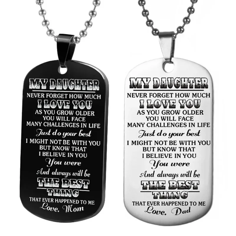 Dog Tags Pendant Necklace Family Jewelry To My Son Daughter I Want You To Believe Love Dad Mom Necklace Military Army Cards