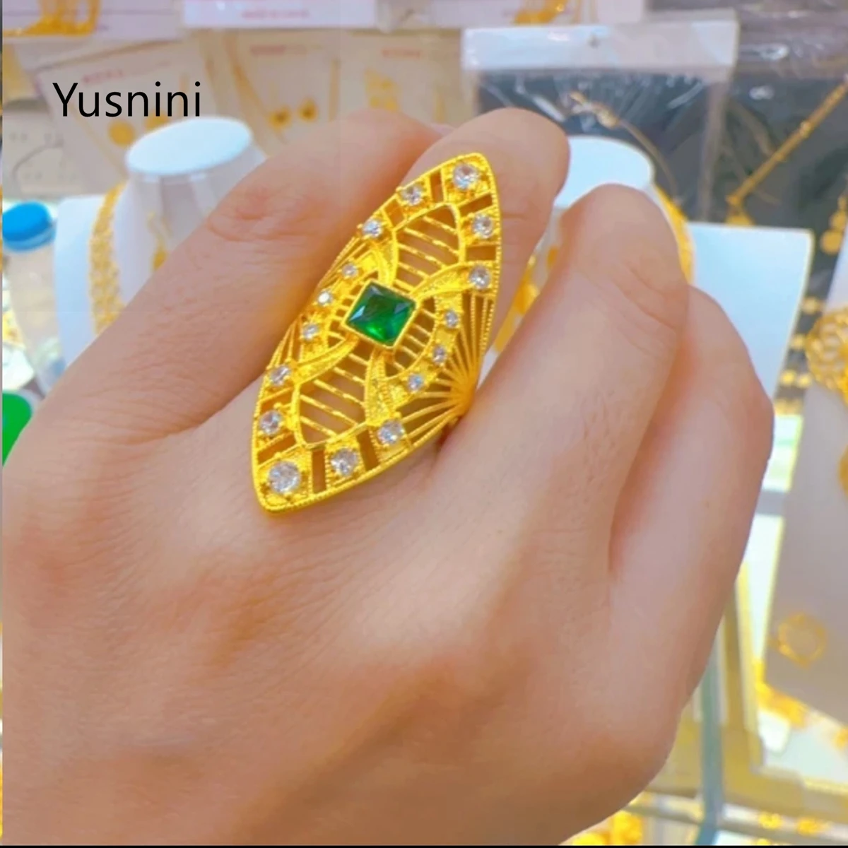 

New Fashionable High end Dubai 24K Gold Plated Ring Exquisite Wedding Party Jewelry for Lovers 333