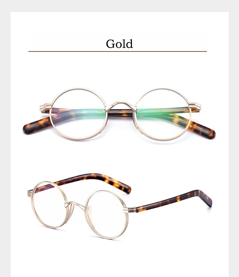 YIMARUILI Ultra-licht Titan Legierung Acetat Brillen Frauen Mode Retro Runde Kleine Optische Brillen Rahmen Männer – Detail 9