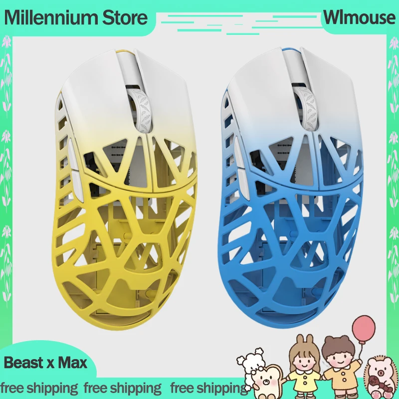 New Wlmouse Beast x Max Mouse Magnesium Alloy Hollow Out Mice 2.4G Wireless Mouse Lightweight Gaming Mouse Fps Office Men's Gift