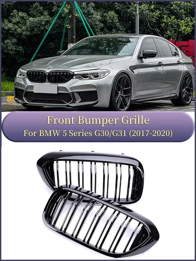 

Racing Grills 520i 530i 540i Front Kidney Bumper Grill For BMW 5 Series G30 G31 G38 2017-2020 Double Slat Chrome Carbon M Color