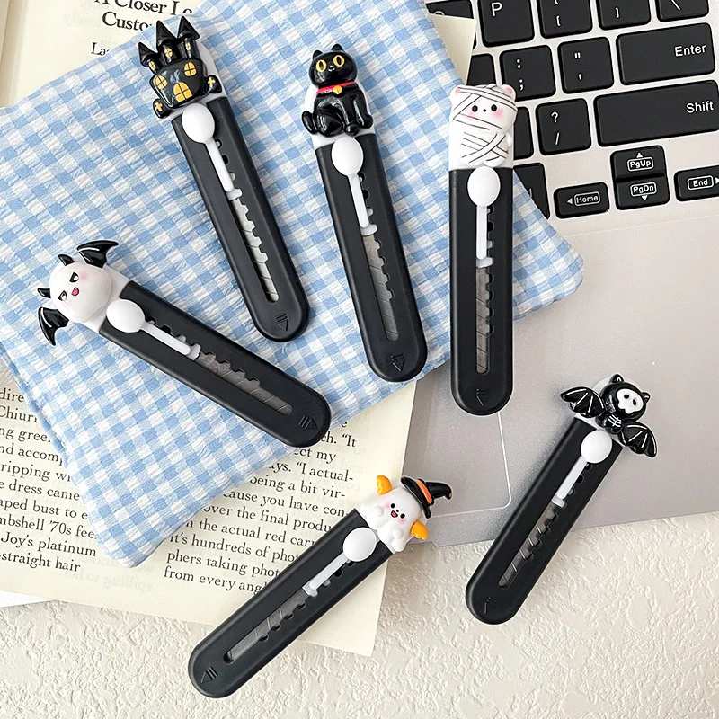 سكاكين فائدة قابلة للسحب سكين الهالوين فتاحة رسائل محمولة لقطع الورق المقوى أدوات مكتبية للمدرسة #3