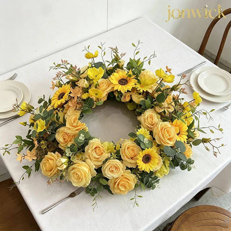 Gelber 30-80cm großer künstlicher Rosen-Pfingstrosen-Blumenball für Tischdekorationen, 5D Hochzeitstisch-Accessoires, Bühnen- und Gangdekoration, Blumenball – Detail 7