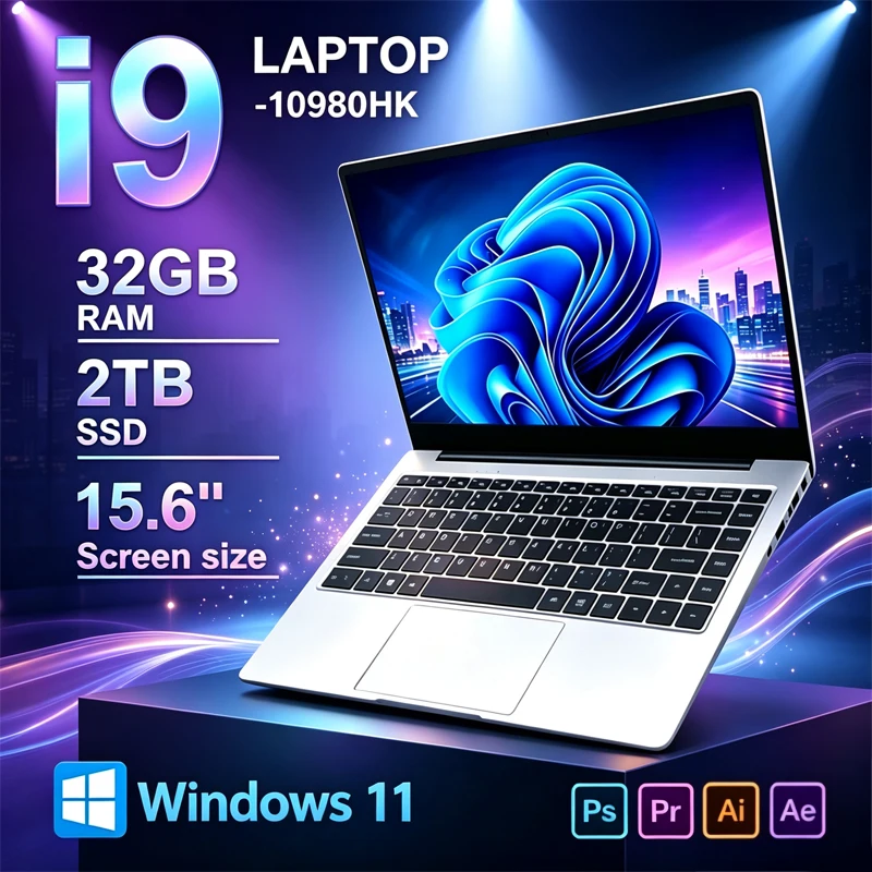 15.6 Inch Premium Slim Ultrabook I9-10980HK Core 16GB DDR4 RAM 2TB SSD Lightweight Travel Business Laptop Windows 11