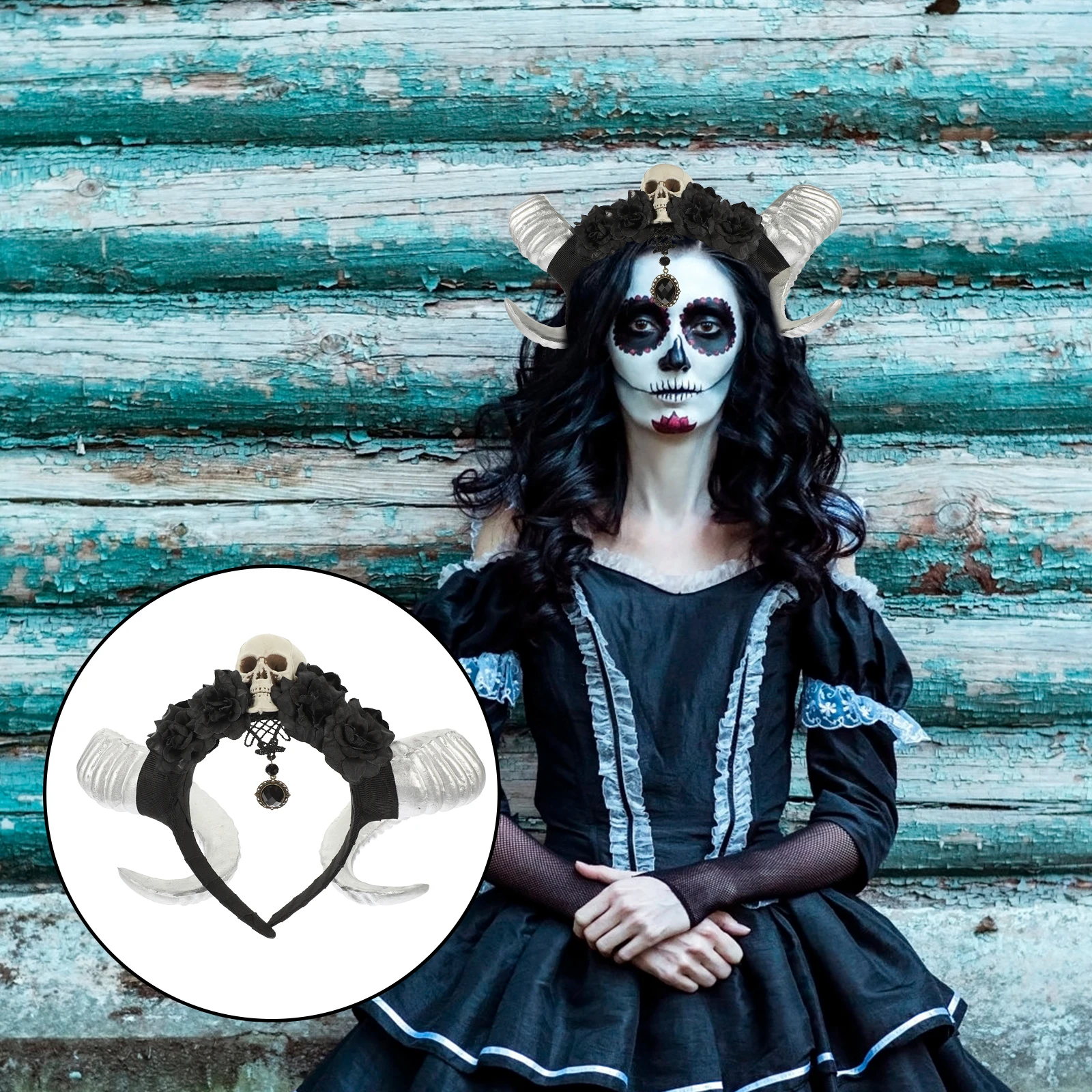 

Horn Headb Lightweight Plastic Comfortable Wear DIY Hair Decoration Halloween Party Gothic Headdress Sheep Horns Hairb
