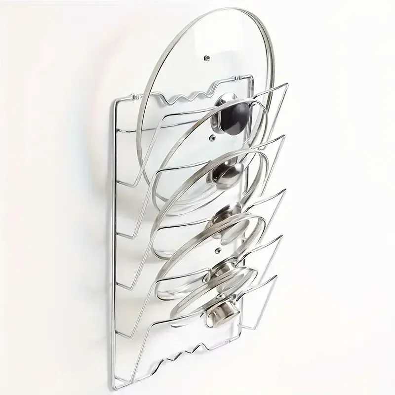 1PC 5-Layer Pot Cover Rack - Multifunctional Wall Mounted Kitchen Organizer Pot Lid Storage Shelf Kitchen Holders