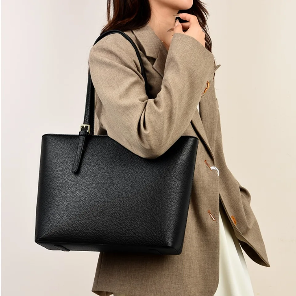 

Top Quality Women's Pu Leather Tote Bag Large Capacity Laptop Bag for Work Daily Use A4/MacBook 14 Inch Shoulder Top-handle Bag