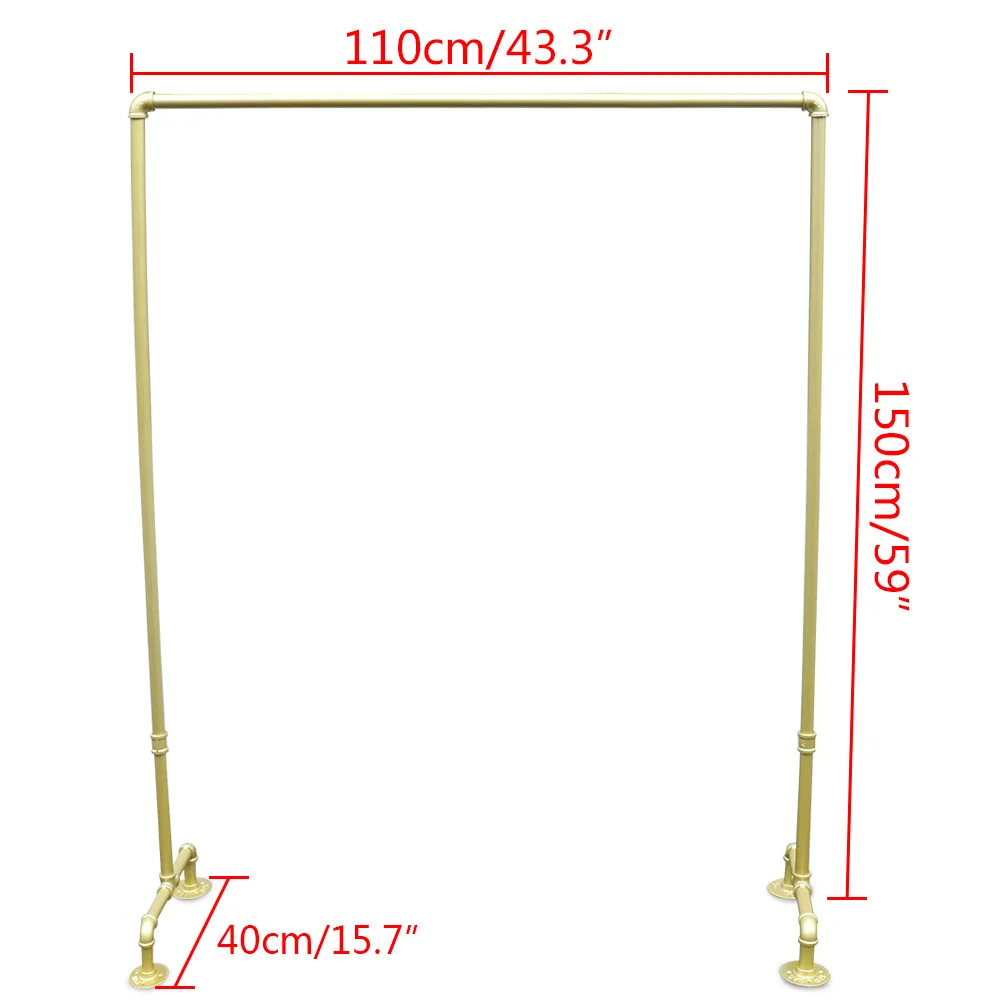 Gold Iron Industrial Pipe Clothing Rack, Clothing Floor Garment Display Stand, Clothes Hanger Organizer