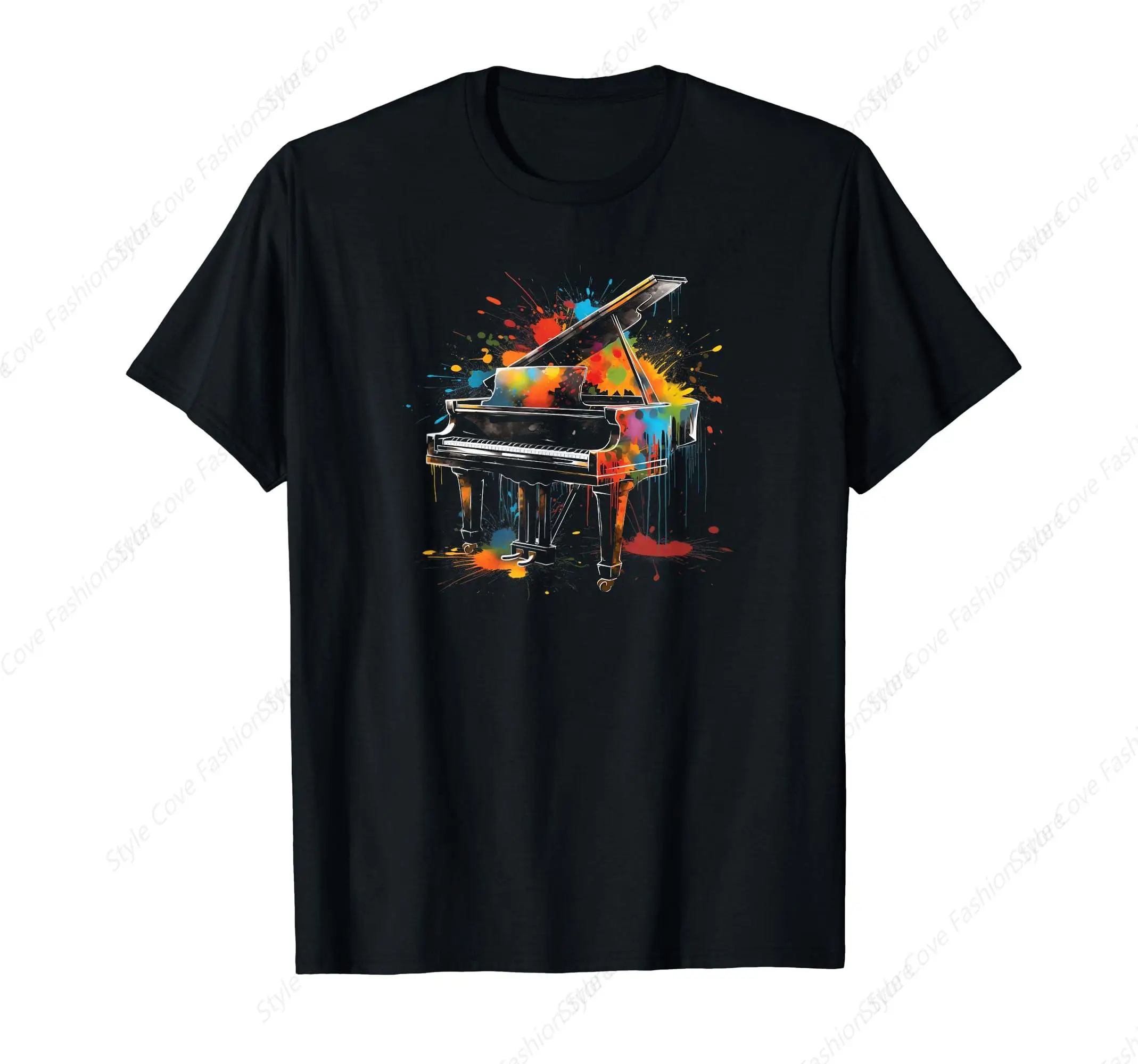 

Colorful Piano Graffiti T-Shirt Summer Men's T-shirt Short Sleeved T-Shirt Streetwear Casual Fashion Men Tops For Leisure Sports