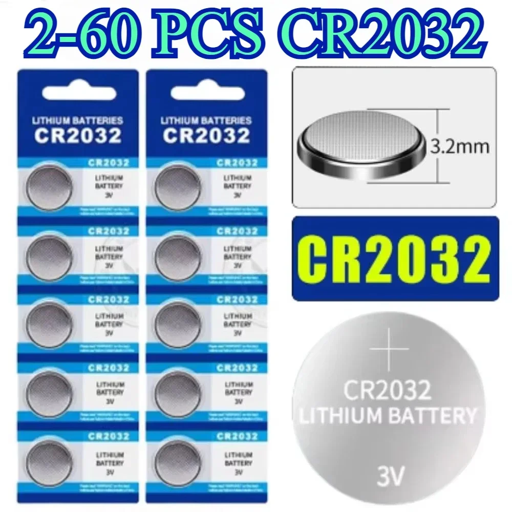 5-60PCS Multi Purpose CR2032 Coin Battery 3V Button Battery for Electronic Device DL2032 Household Lithium Button Coin Cell