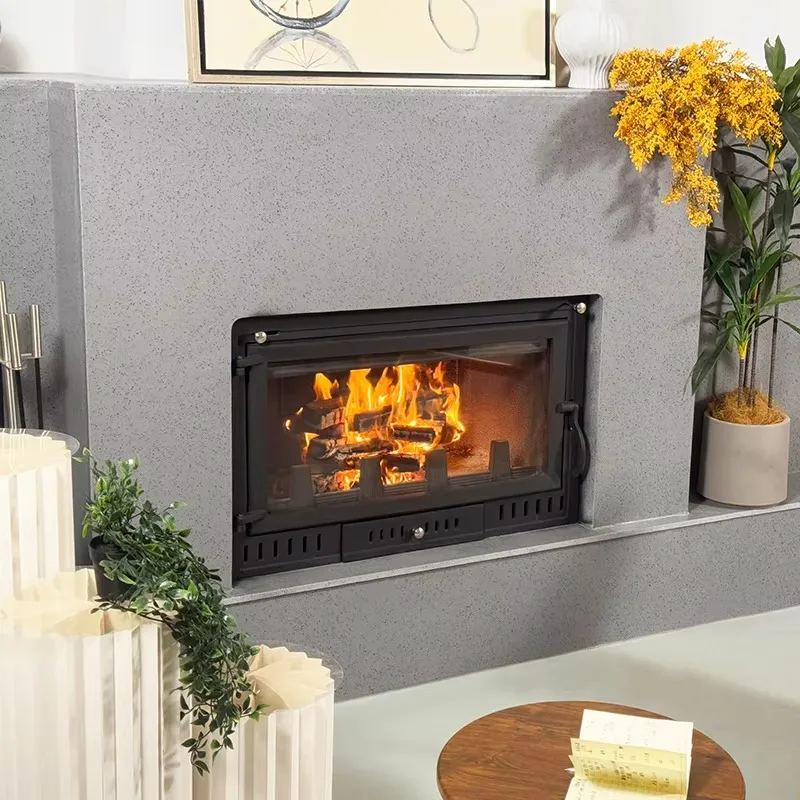 Customizable Embedded Wood Burning Fireplace European Real Fire Iron Heater With Chimney Accessories For Cozy Cottage Home Decor - view 5