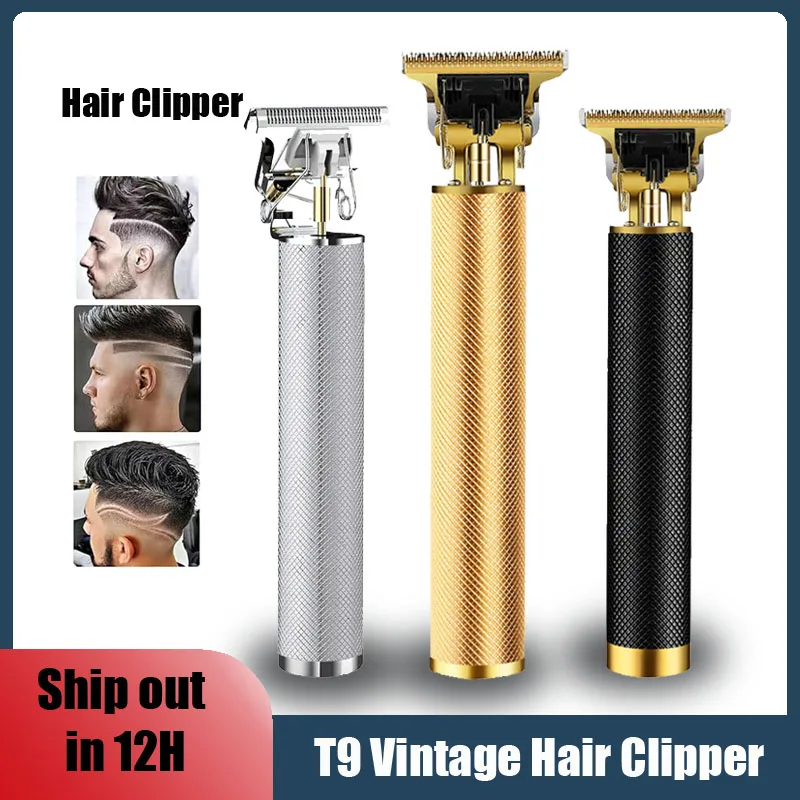 T9 LCD Electric Hairdresser Oil Shaving Head Electric Pusher Carving Electric Pusher Clipper Hair Precision Trimmer for Men Care