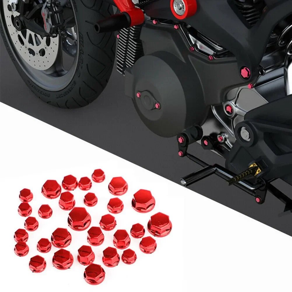 Motorcycle Hexagon Socket Screw Covers 30pcs Pack Electroplated ABS Plastic For Bolt Nut Protection On Various Parts