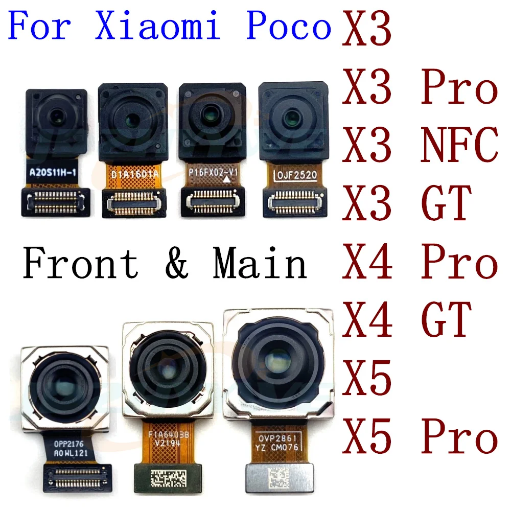 Back Front Camera For Xiaomi Mi Poco X3 NFC X4 GT X5 Pro X6 Backside Selfie View Rear Camera Module Repair Spare Part