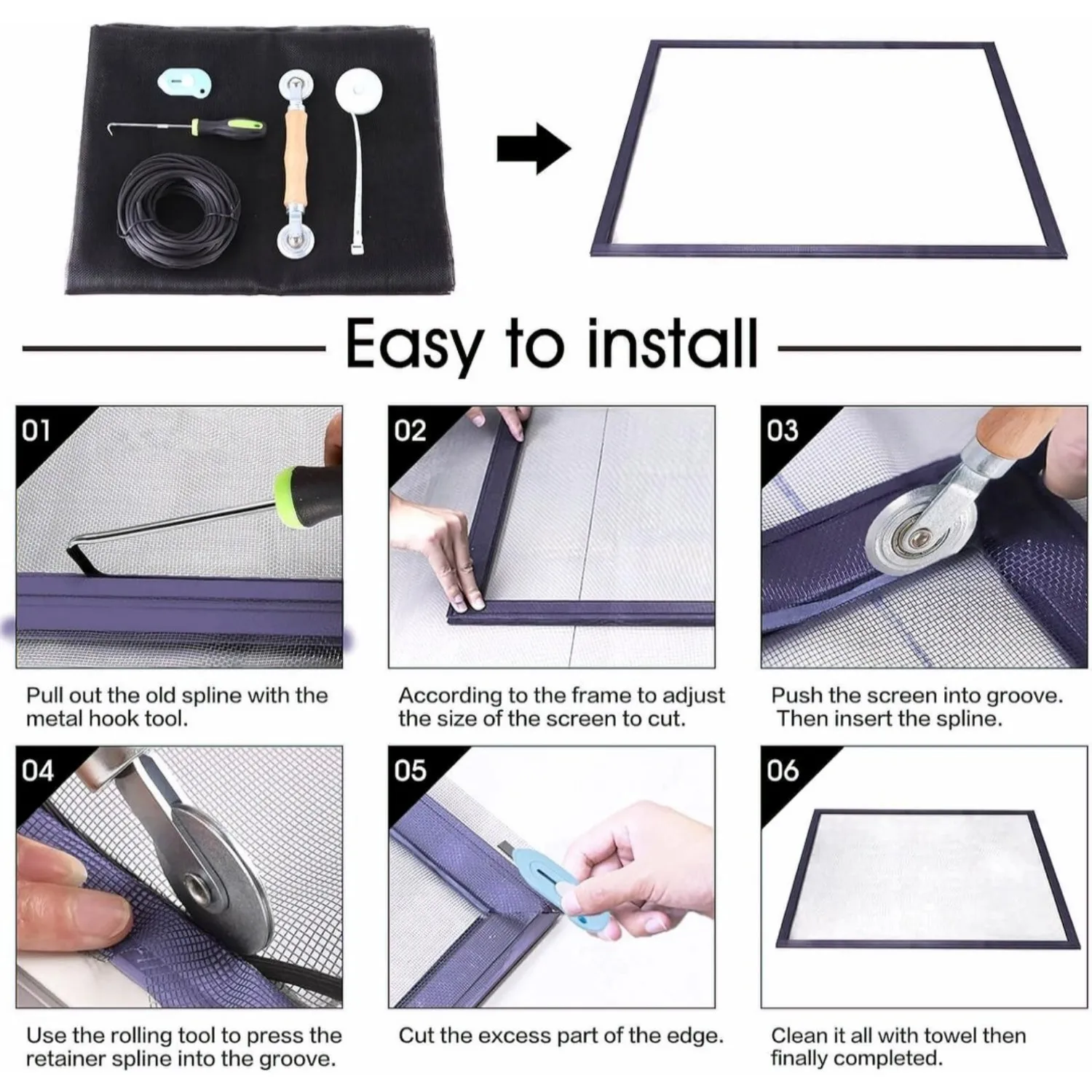 Windows Screen and Screen Door Repair Kit, 48