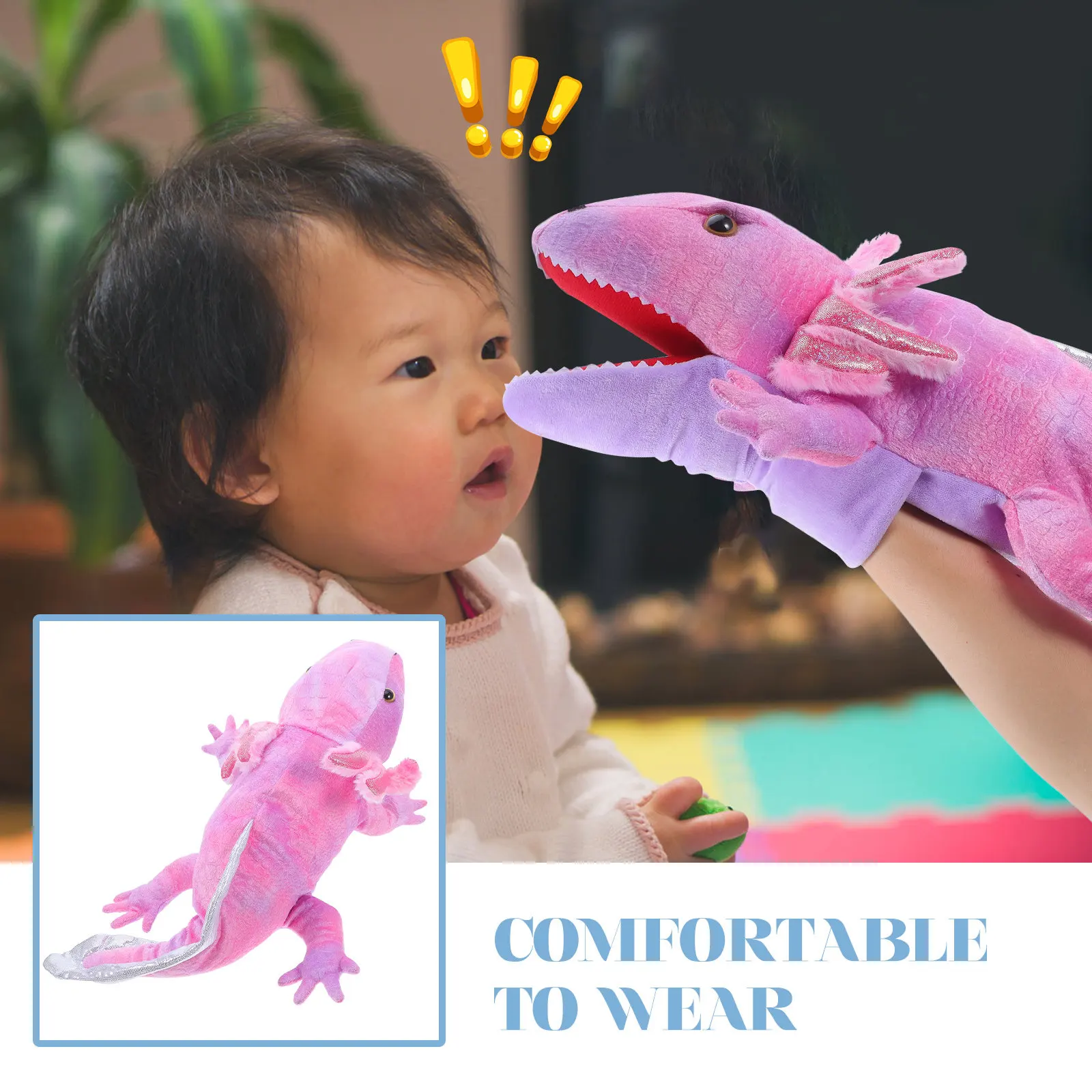 아이들을 위한 액솔로틀 손 인형, 움직이는 입, 4-8세 어린이용 동물 인형, 손 인형, 동물 인형