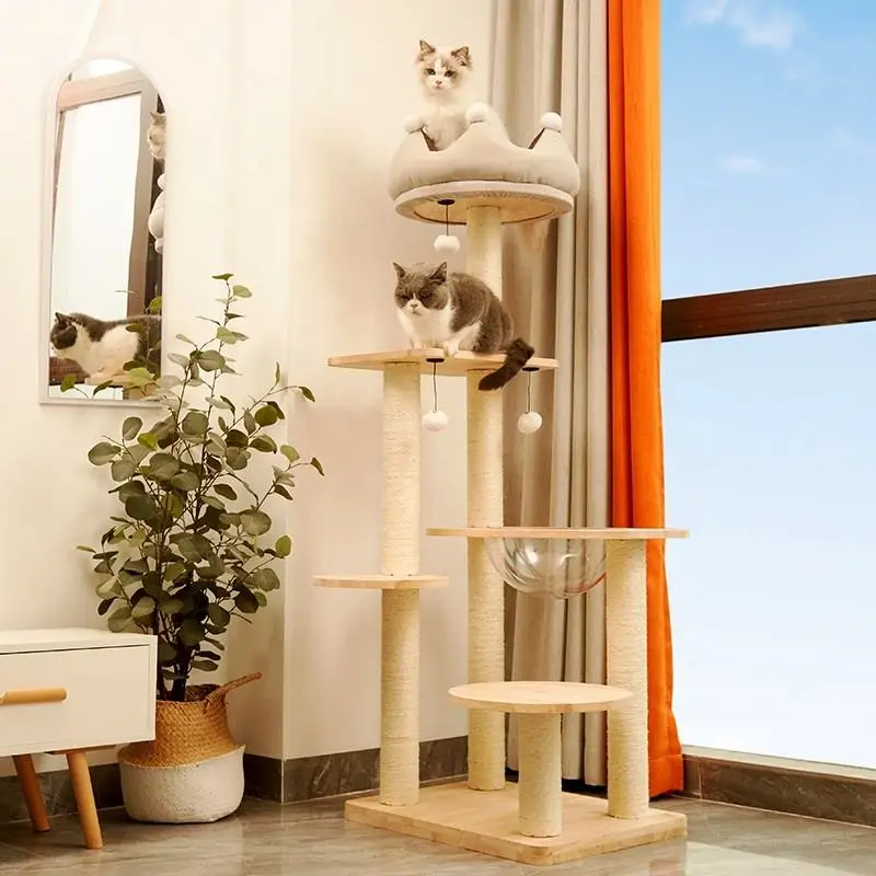 Wholesale Sisal Castle Climbing Jump Pet Scratcher Wood Condo Furniture Tower House Cat Tree